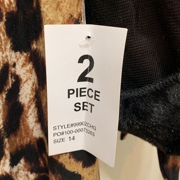 Sequin Hearts Girl Sz 14 Leopard Dress Faux Fur Vest Silver Necklace 3 Piece Set - Picture 8 of 8